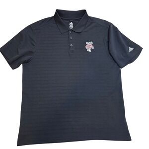 Adidas Mens Wisconsin Badgers Bucky Badger Polo Shirt Black XL Performance NCAA